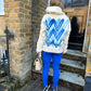 Royal Blue Heart Sprayed Ruched Hoodie And Legging Set