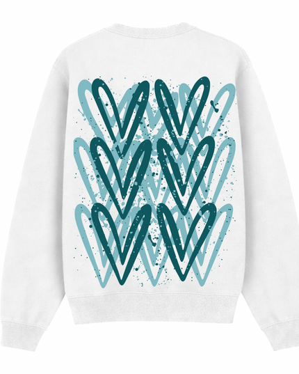 Teal Heart Printed Sweatshirt Kids
