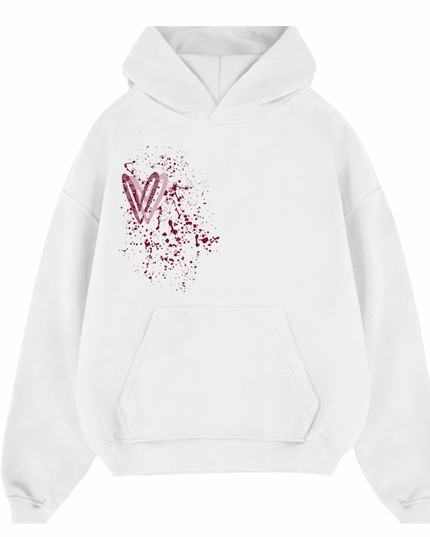 Burgundy Paisley Heart Printed Hoodie Adults