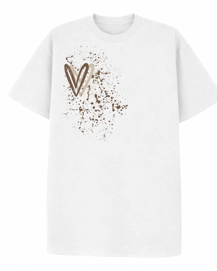 Beige Heart Printed T-shirt Adult