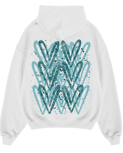 Teal Paisley Heart Printed  Hoodie Kids