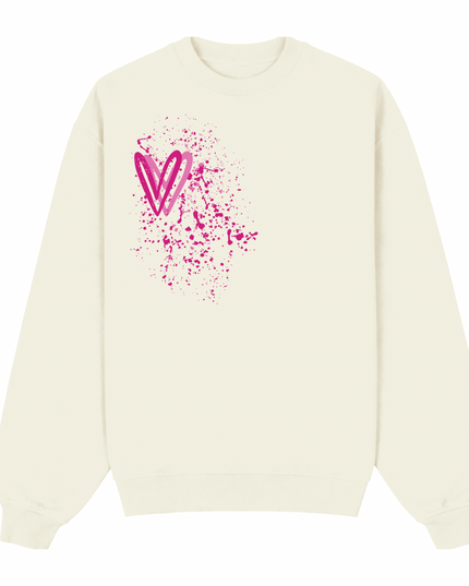 Hot Pink Heart Printed Sweatshirt Adults