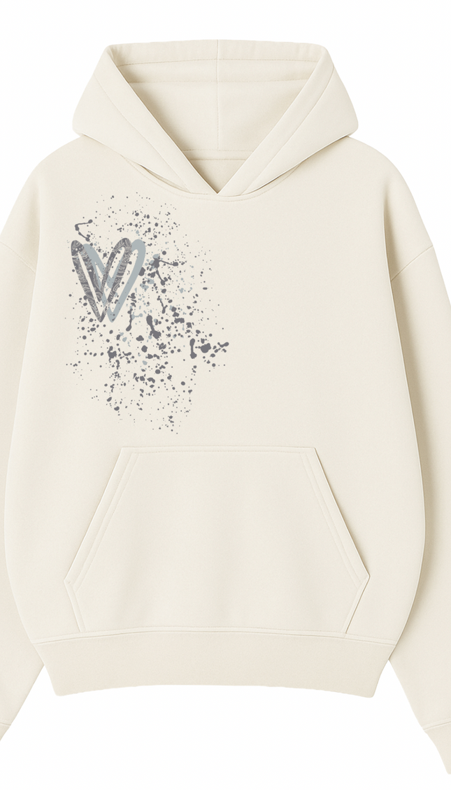 Grey Paisley Heart Printed Hoodie – image 4