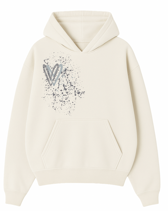 Grey Paisley Heart Printed  Hoodie Kids