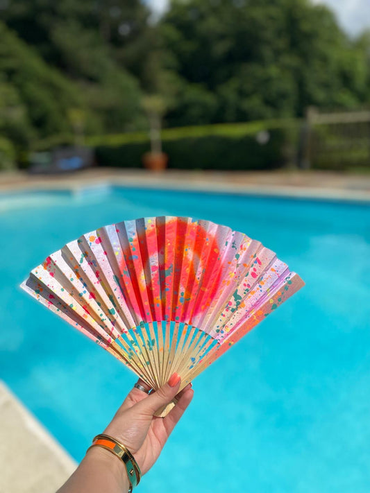 Colourful Neon Peace Paper Fan