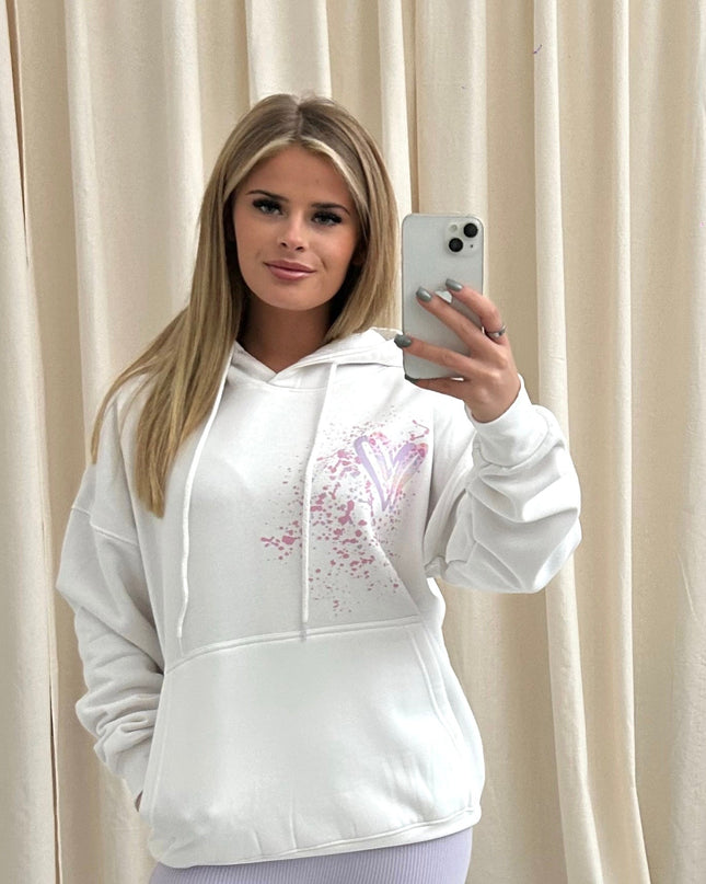 Pastel Leopard Heart Printed Hoodie Adults