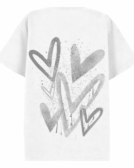 Grey Scatter Heart Printed T-shirt Kids