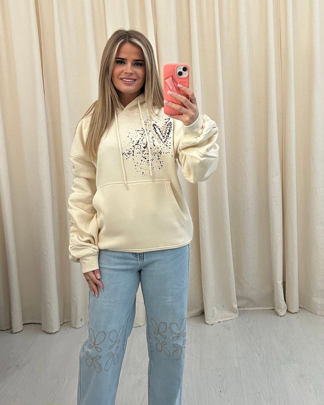 Leopard Print Heart Printed Ruched Hoodie