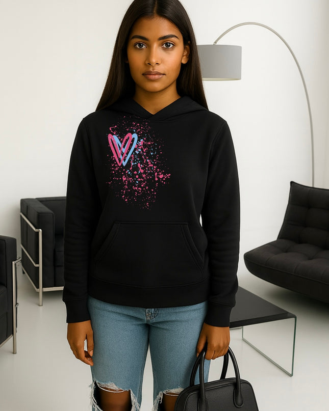 Multicoloured Heart Printed Hoodie