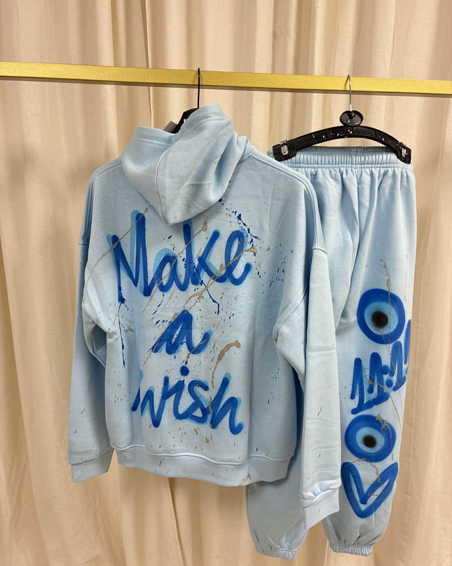 Make A Wish Spray Painted Hooded Tracksuit Adult