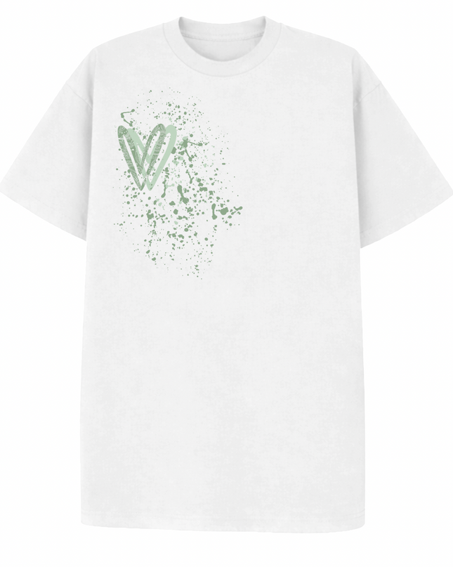 Sage Green Paisley Heart Printed T-shirt Adult