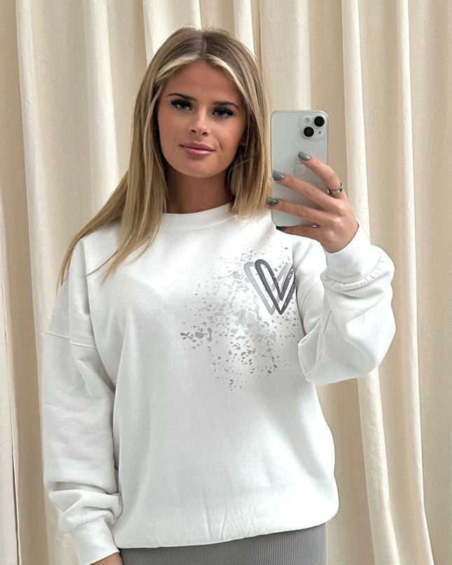 Grey Heart Printed Sweatshirt Adults
