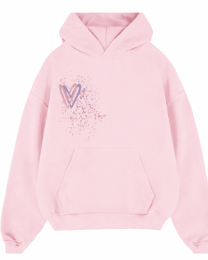 Dark Pastel Heart Printed Hoodie Adults