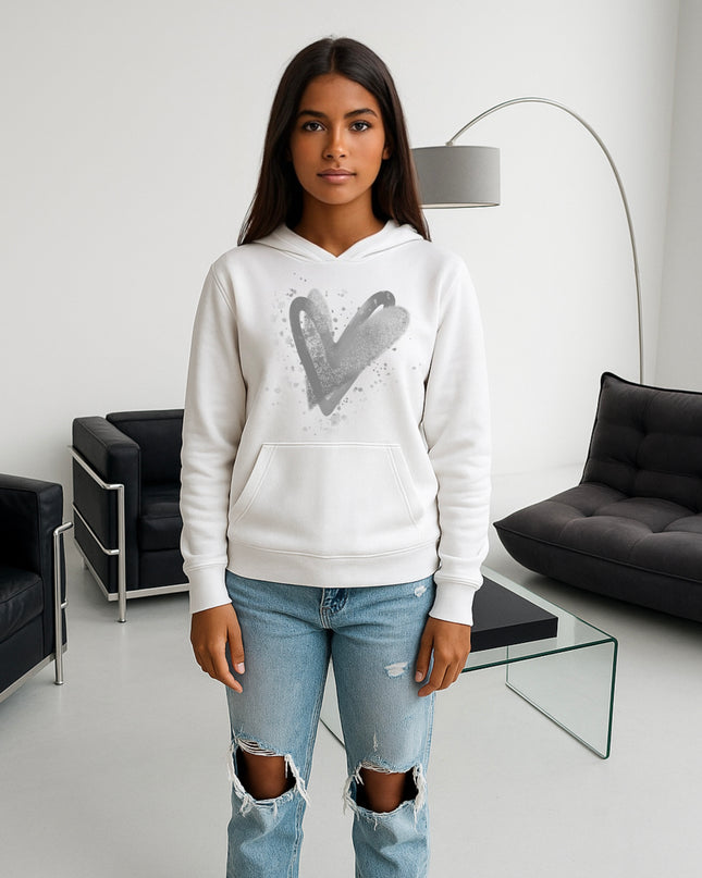 Grey Scatter Hearts Printed Hoodie