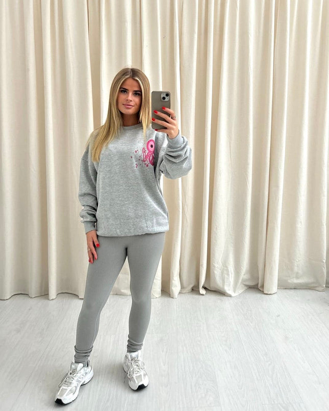 Pink Evil Eye, Peace, Heart Printed Sweatshirt & Leggings Adults