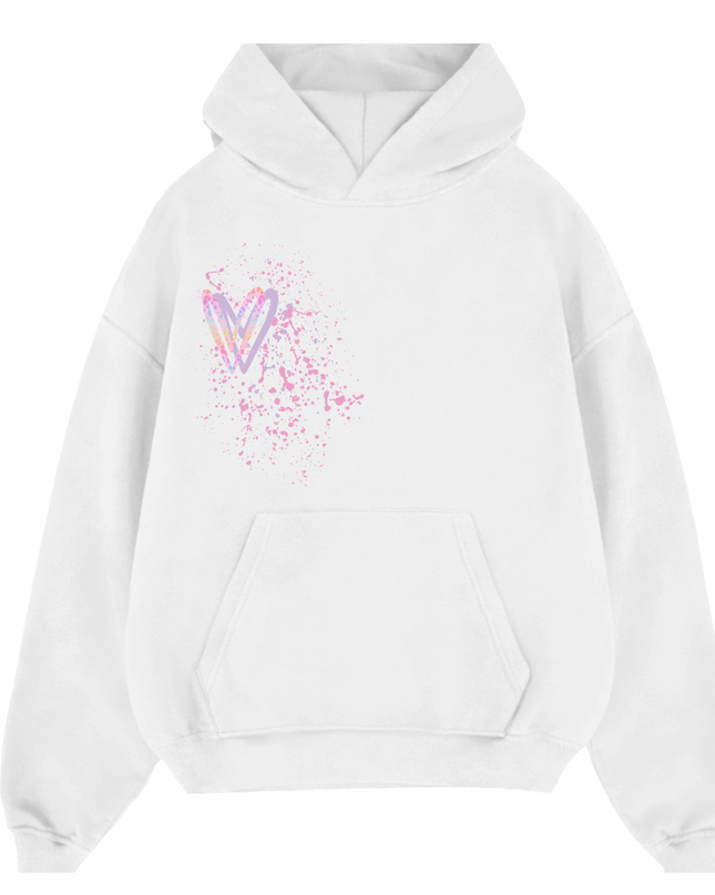 Pastel Leopard Print Heart Printed  Hoodie Kids