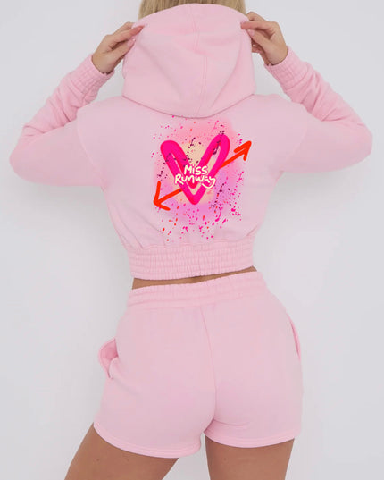 Miss Runway Heart Printed Short Set