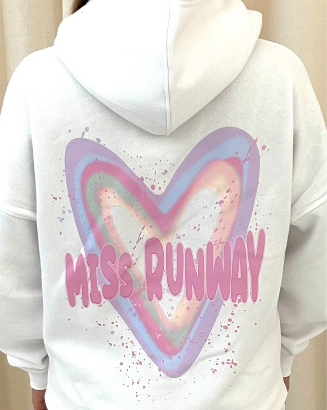 Miss Runway Pastel Heart Printed Hoodie Adults