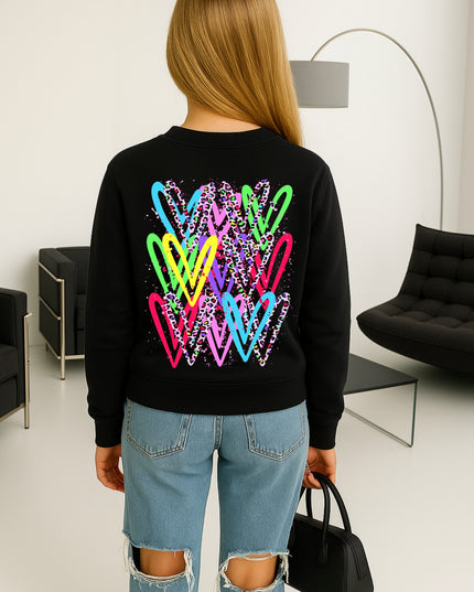 Multicoloured Leopard Heart Printed Sweatshirt