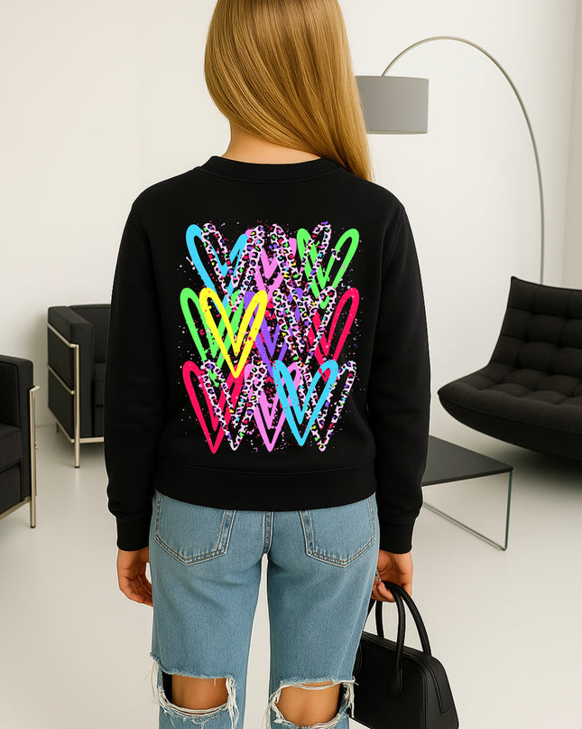 Multicoloured Leopard Heart Printed Sweatshirt