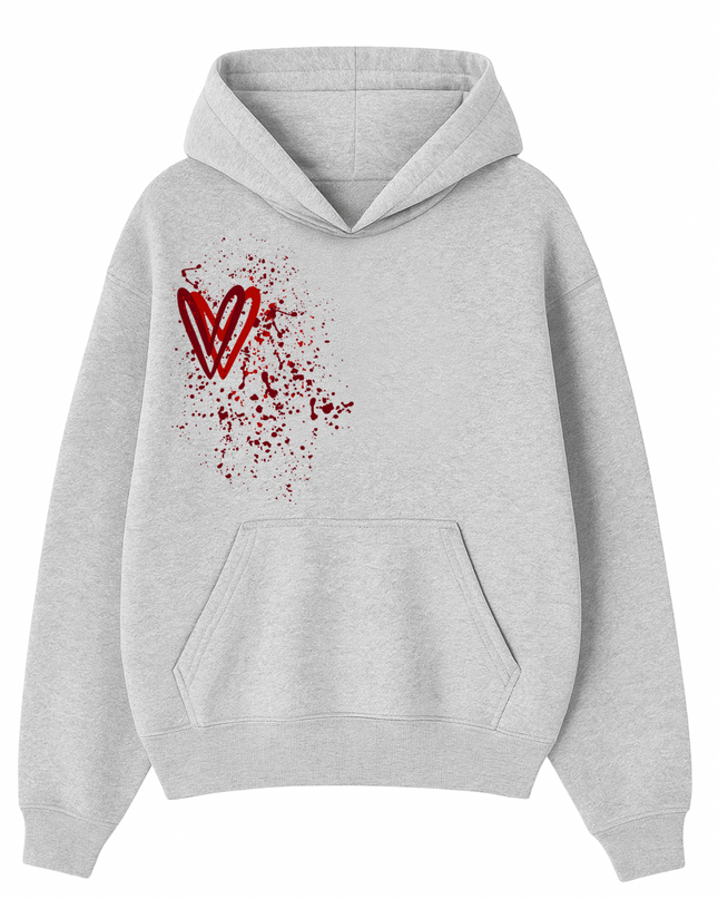 Red Heart Printed Hoodie Kids
