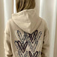 Brown Leopard Heart Graffiti Hoodie Beige