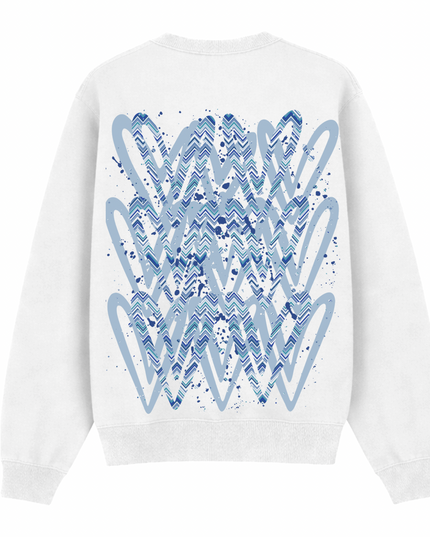Blue Zig Zag Heart Printed Sweatshirt Kids