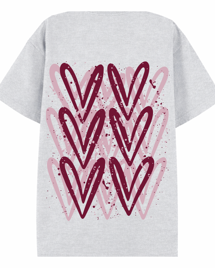 Burgundy Heart Printed T-shirt Adult
