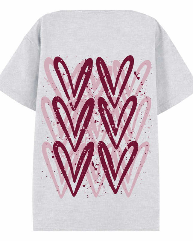 Burgundy Heart Printed T-shirt Adult
