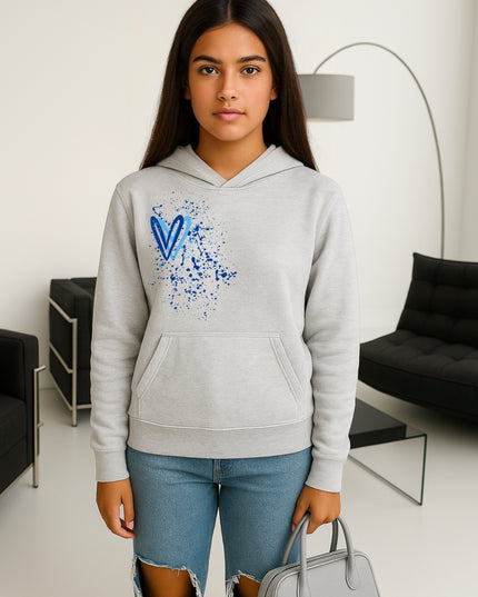 Royal Blue Heart Printed Hoodie