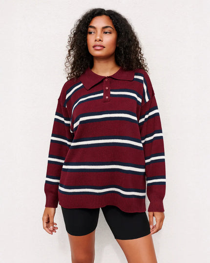 Knitted Rugby Top Burgundy