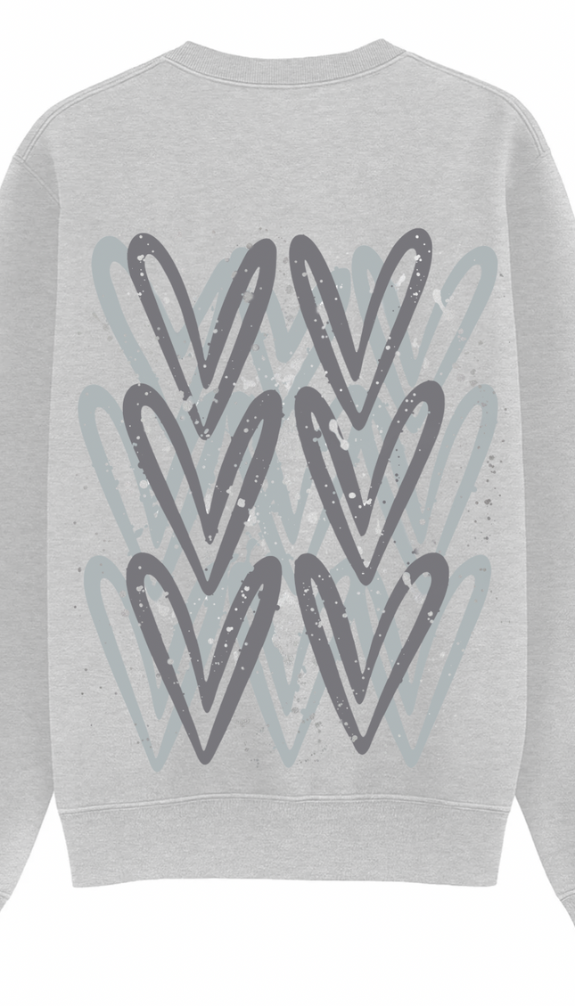 Grey graffiti heart sweatshirt with spray paint effect print – women's sweatshirt by Miss Runway