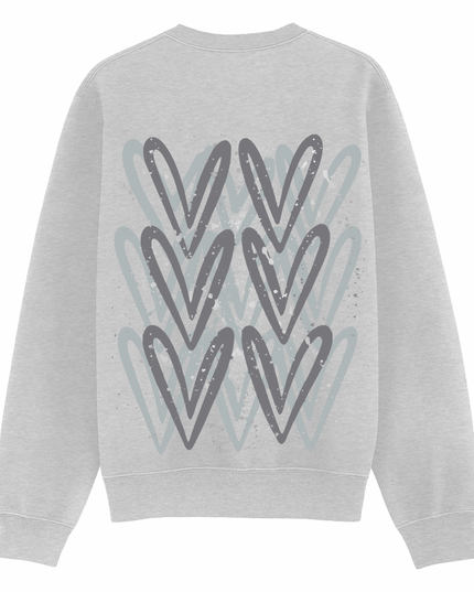 Grey Heart Printed Sweatshirt Adults