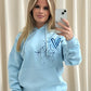 Royal Blue Heart Graffiti Hoodie Blue