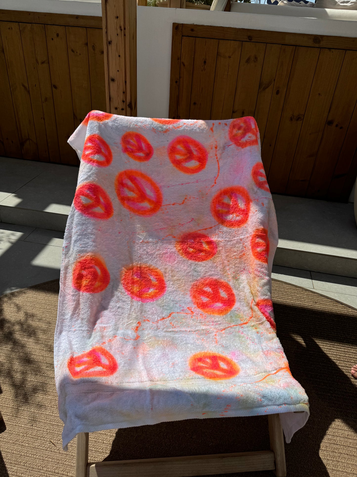 Neon Peace Sprayed Beach Towel