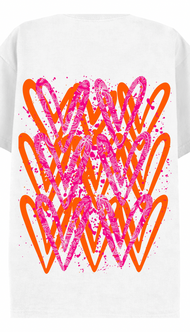 Neon Paisley graffiti heart T-shirt with spray paint effect print – women's T-shirt by Miss Runway
