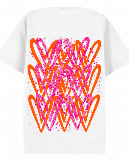Neon Paisley Heart Printed T-shirt Kids