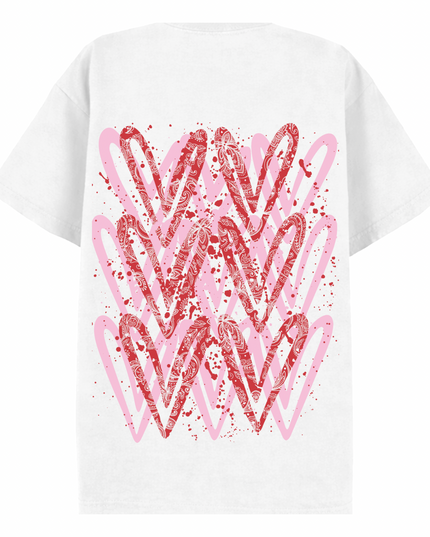 Pink/Red Paisley Heart Printed T-shirt Kids