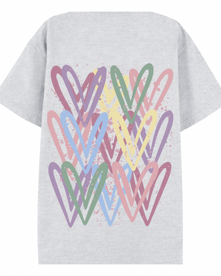 Dark Pastel Heart Printed T-shirt Adult