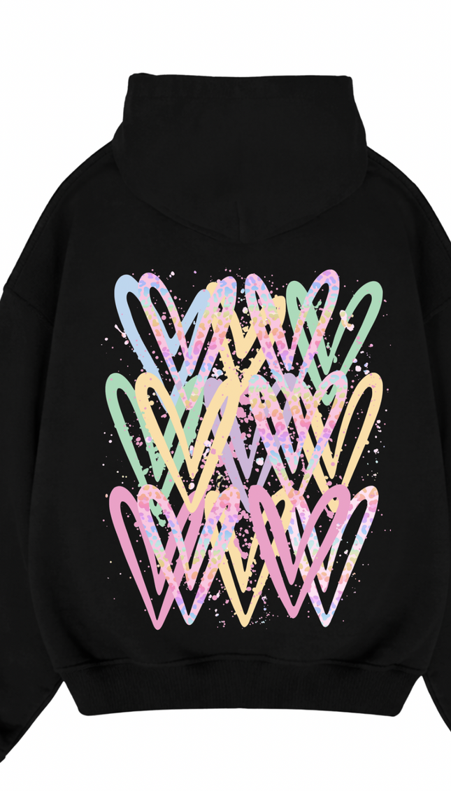 Pastel Leopard Print Heart Printed Hoodie – additional view