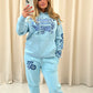 Angel Numbers Protect Your Energy Graffiti Hooded Tracksuit Blue-Blue