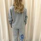 Angel Numbers Protect Your Energy Graffiti Hooded Tracksuit Grey-Blue