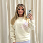 Pastel Leopard Heart Graffiti Sweatshirt Cream