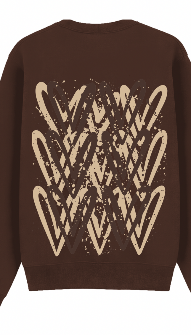Brown Heart Printed Sweatshirt – image 5