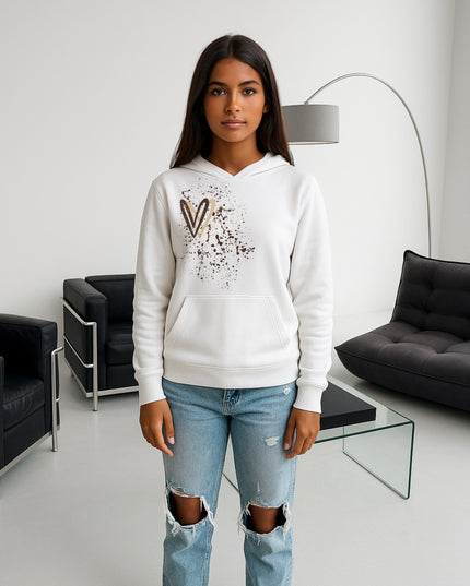 Beige/Brown Heart Printed Hoodie