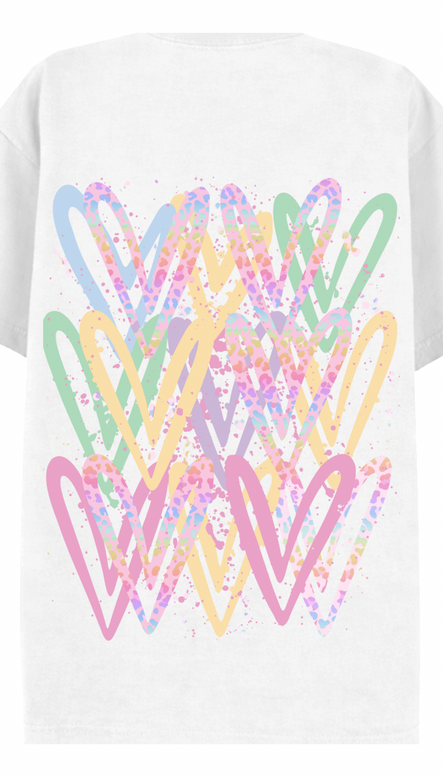 Pastel Leopard Print graffiti heart T-shirt with spray paint effect print – women's T-shirt by Miss Runway