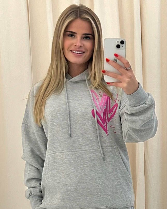 Miss Runway Pink Heart Printed Hoodie Adults