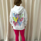 Multicoloured Leopard Print Graffiti Hoodie And Legging Set White