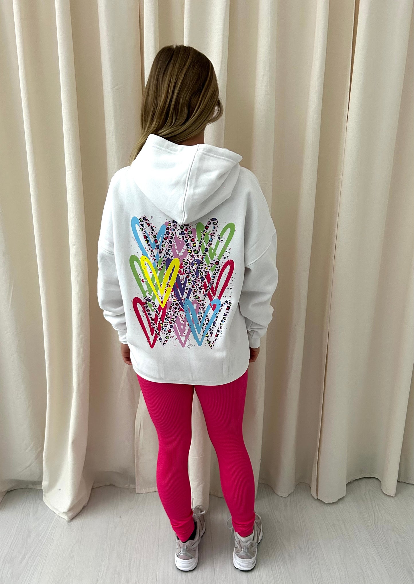 Multicoloured Leopard Print Graffiti Hoodie And Legging Set White