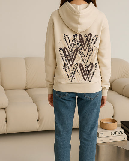 Brown Leopard Heart Printed Hoodie